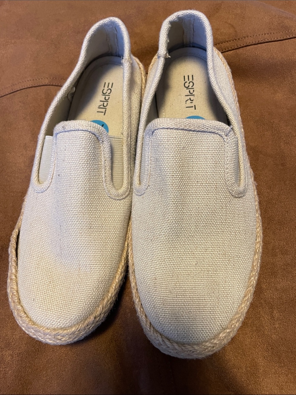 Esprit Men’s Slip-On Espadrilles in Neutral Beige Canvas